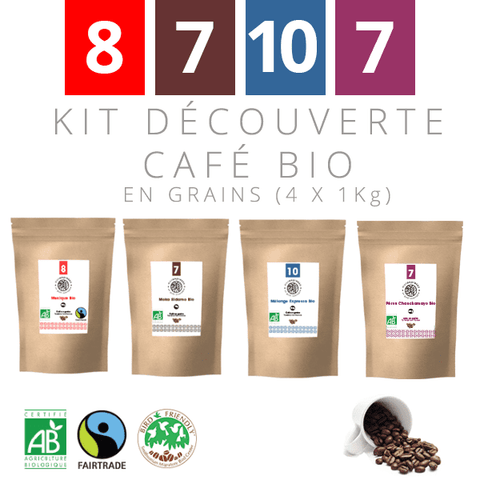 Kit Découverte Café Bio en Grains (4 x 1kg)