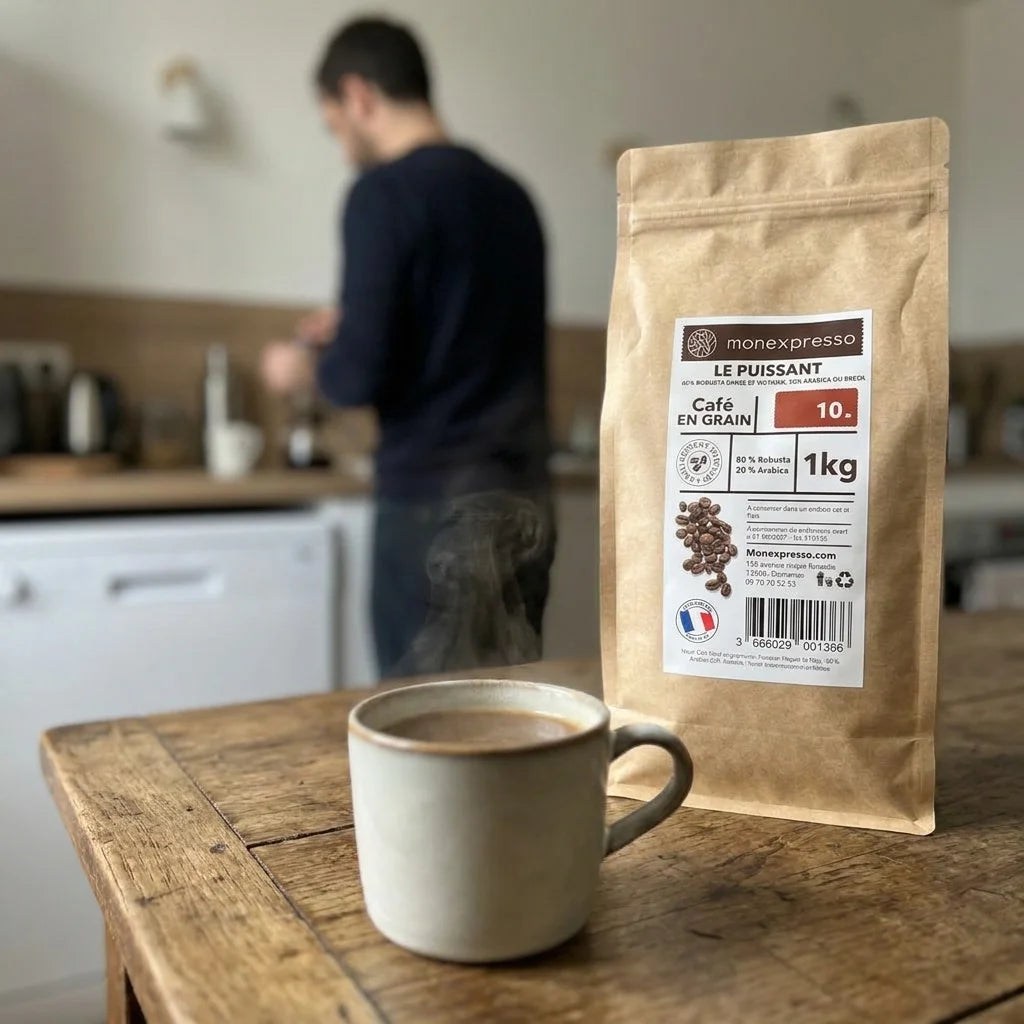 Café En Grains - Assemblage - Mélange Le Puissant (10Kg Vente En Gros)