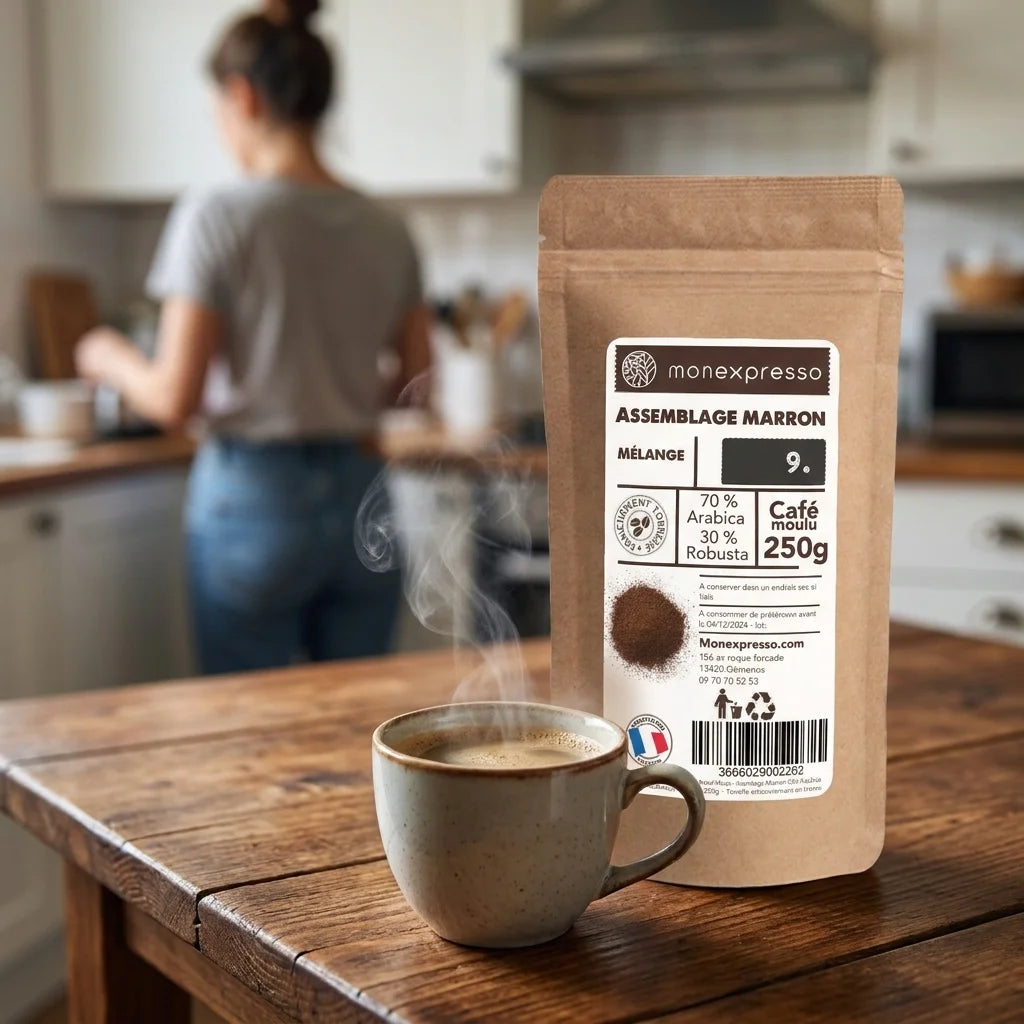 Café Moulu - Assemblage - Espresso Marron - 70 % Arabica 30% Robusta