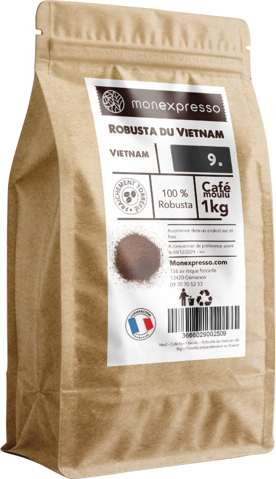 Café Moulu - Pure Origine - Robusta Du Vietnam - Wet Polished Grade 1