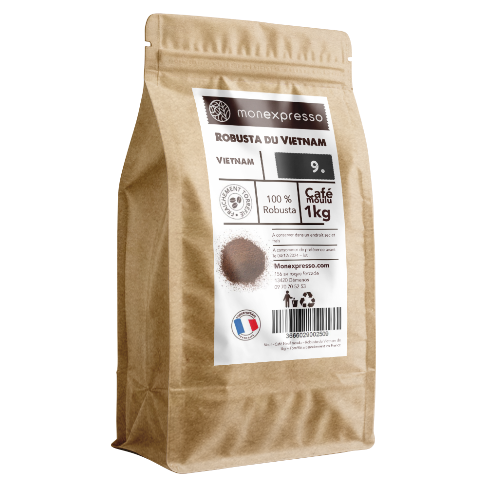 Café Moulu - Pure Origine - Robusta Du Vietnam - Wet Polished Grade 1