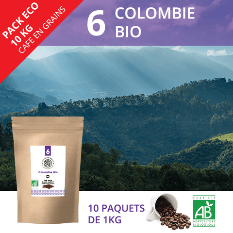 Cafés en Grains Bio - 4 kg x Colombie 3 kg x Nicaragua 3 kg x Pérou chanchamayo - 10 kg vente en gros